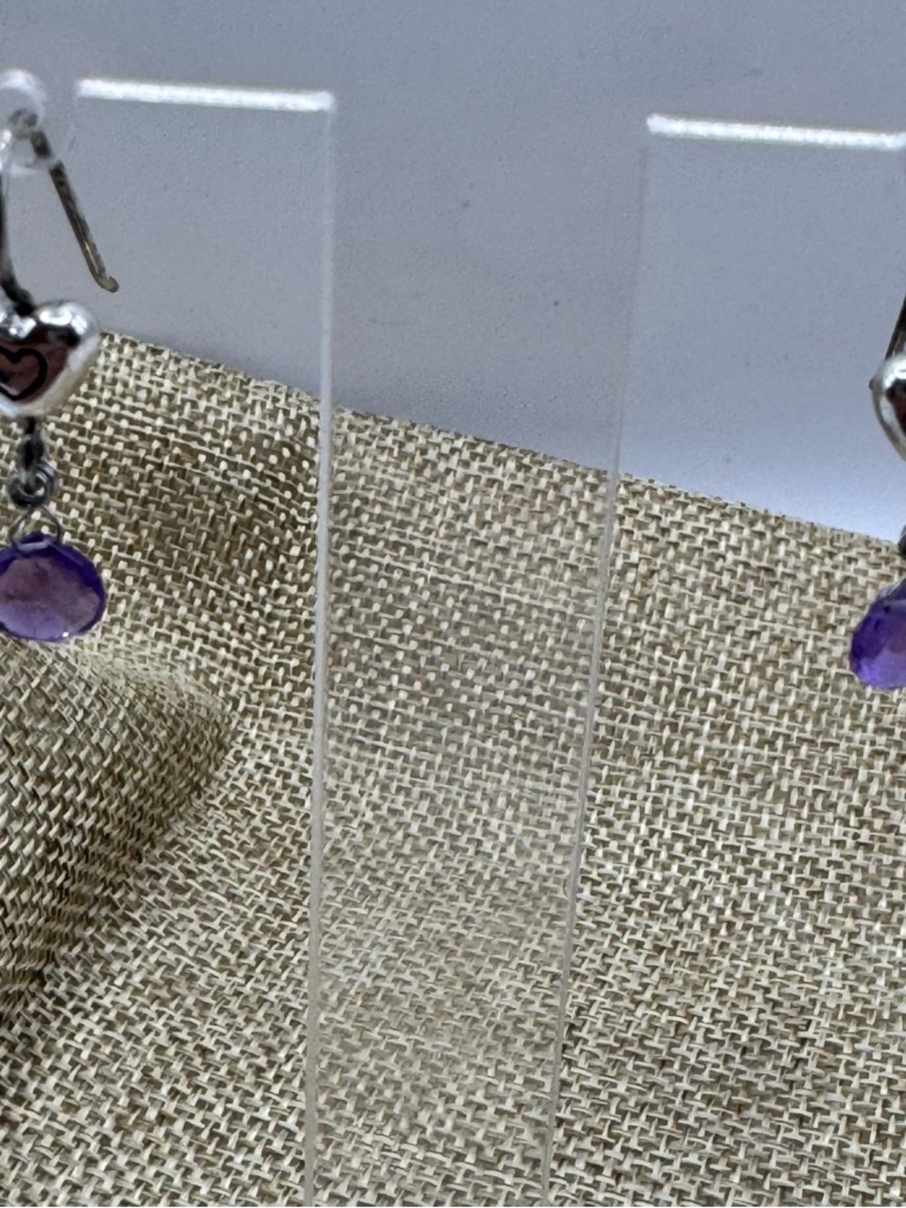 Brighton Silver Heart Earrings with Purple Drops - Picture 3 of 3